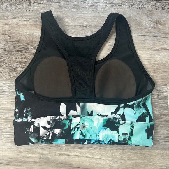 Nanette Lepore Sport Floral Print Racerback Sports Bra Black Mesh Size XS - Picture 3 of 7